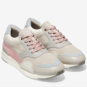 COLE HAAN, Gray and Pink Women's Leather/Suede Sneakers